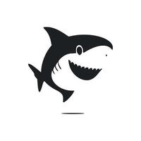 negro y blanco minimalista logo con un bonito alegre tiburón. vector
