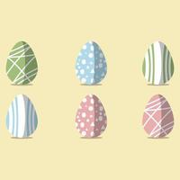 Set Of Easter Eggs With Different Textures On A Light Yellow Background vector