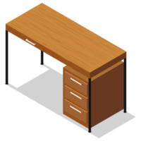 Isometric office table isolated png