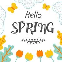 Template for posting social media in spring. vector