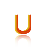 3d illustration blender text alphabet U on a transparent background suitable for design logo symbols png