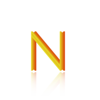 3d illustration blender text alphabet N on a transparent background suitable for design logo symbols png