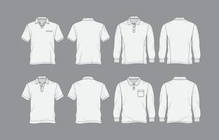 Outline White Colour Polo Shirt Template vector