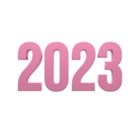 2023 text number 3d pink color in transparent background. png . 3d illustration rendering