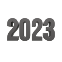 2023 tekst aantal 3d zwart kleur in transparant achtergrond. PNG . 3d illustratie renderen