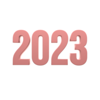 2023 tekst aantal 3d roze kleur in transparant achtergrond. PNG . 3d illustratie renderen