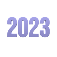 2023 tekst aantal 3d blauw kleur in transparant achtergrond. PNG . 3d illustratie renderen