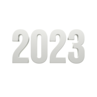 2023 text number 3d white color in transparent background. png . 3d illustration rendering