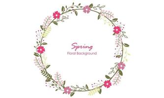 spring flower element circle frame vector