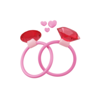 3d pink ring with love illustration icon object png