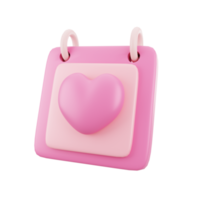 3d pink calender love illustration icon object png