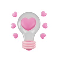 3d rosa lampada con amore illustrazione icona oggetto png