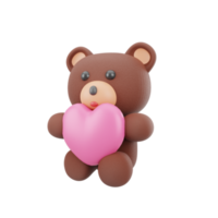 3d rose baer poupée avec l'amour illustration icône objet png