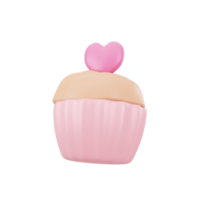 3d pink cupcake love illustration icon object png