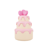 3d pink cake love illustration icon object png