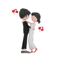 3d bride and groom character are looking at each other png