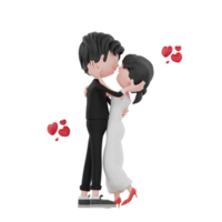 3d bride and groom character are looking at each other png