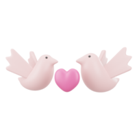 3d rose oiseau avec l'amour illustration icône objet png