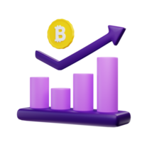 3d representación bitcoin grafico crecimiento ilustración objeto con transparente antecedentes png