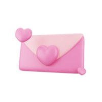 3d rosado correo con amor ilustración icono objeto png