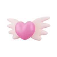 3d pink love with wings illustration icon object png