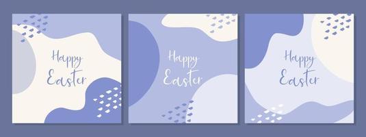 Happy Easter set abstract violet purple banners in boho style. vector