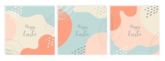 Happy Easter set abstract banners in boho style. vector