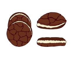 Cookies isolated with chips , chocolate and creme. vector