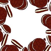 Cookie banner, chocolate and cream, template, empty place to insert, white background. vector