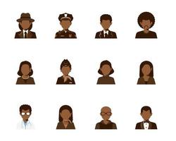 Portrait of African American man and woman. silhouette Avatar for black lives matter day. jobs. Vector flat illustration