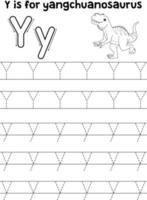 Yangchuanosaurus Tracing Letter ABC Coloring Y vector