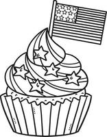 Cupcakes with the American Flag Isolated Coloring vector