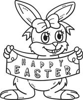 Happy Easter Bunny Isolated Coloring Page vector