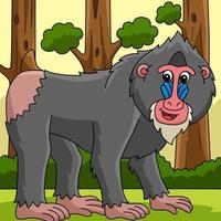 Mandrill Animal Colored Cartoon Illustration vector