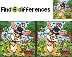 Bunny Juggling Easter Eggs Find The Differences vector