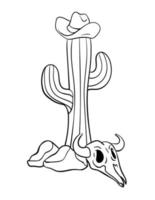 Cowboy Hat, Cactus, and Bull Skull Isolated vector