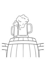 Cowboy Beer Barrel Isolated Coloring Page vector