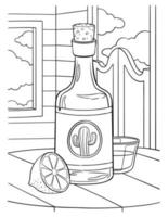 Cowboy Bottle of Tequila and Lemon Coloring Page vector