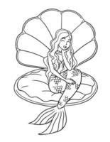 Beautiful Mermaid Sitting in a Clam Shell Isolated vector