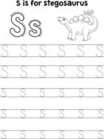 Stegosaurus Dinosaur Tracing Letter ABC Coloring S vector
