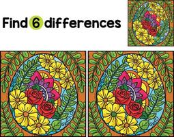 Floral Easter Egg Find The Differences vector