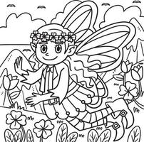 Saint Patricks Day Shamrock Fairy Coloring Page vector