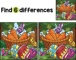 Easter Eggs And Carrots Find The Differences vector