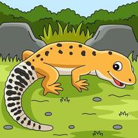 Leopard Gecko Anima Colored Cartoon Illustration vector