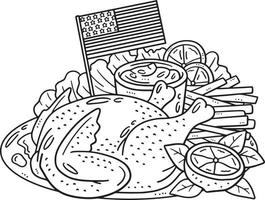 Thanks Giving Dinner Isolated Coloring Page vector