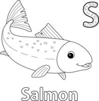 salmón animal alfabeto a B C aislado colorante s vector