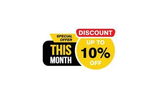 10 Percent THIS MONTH offer, clearance, promotion banner layout with sticker style. vector