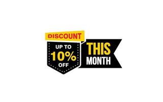 10 Percent THIS MONTH offer, clearance, promotion banner layout with sticker style. vector