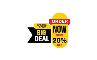 20 Percent BIG DEAL offer, clearance, promotion banner layout with sticker style. vector