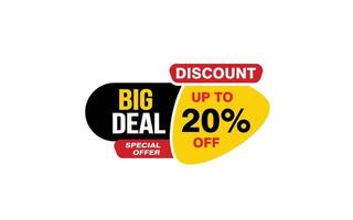 20 Percent BIG DEAL offer, clearance, promotion banner layout with sticker style. vector